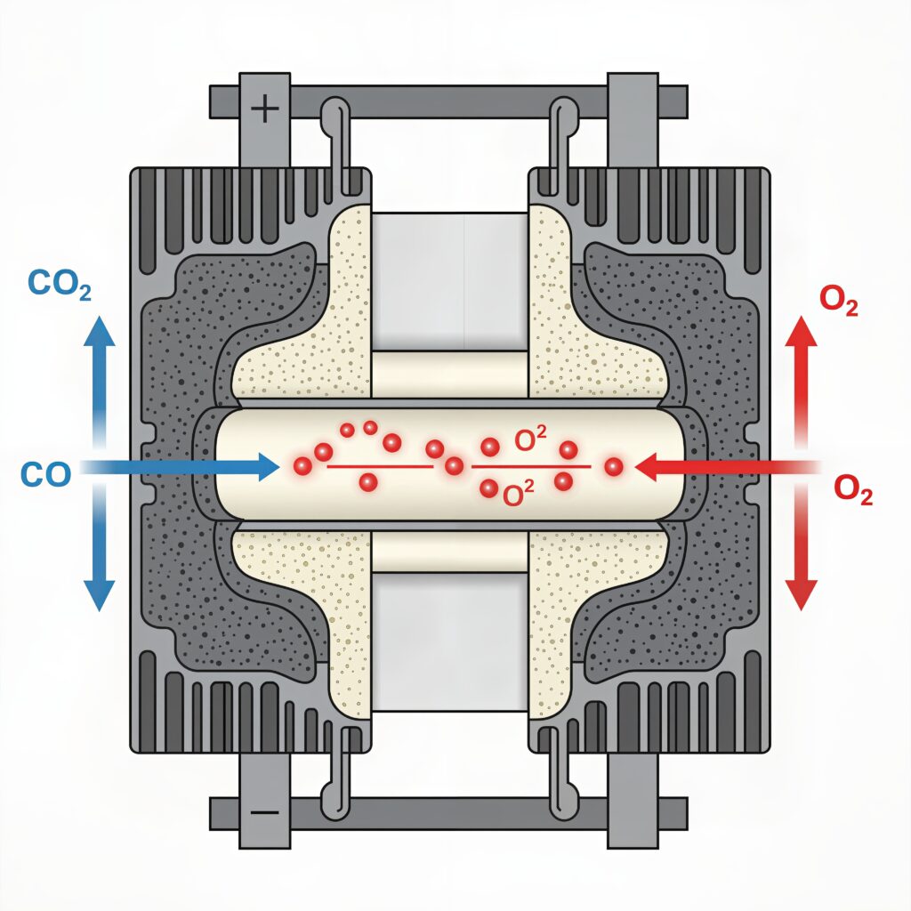 SOFC（固体酸化物形燃料電池）の仕組み